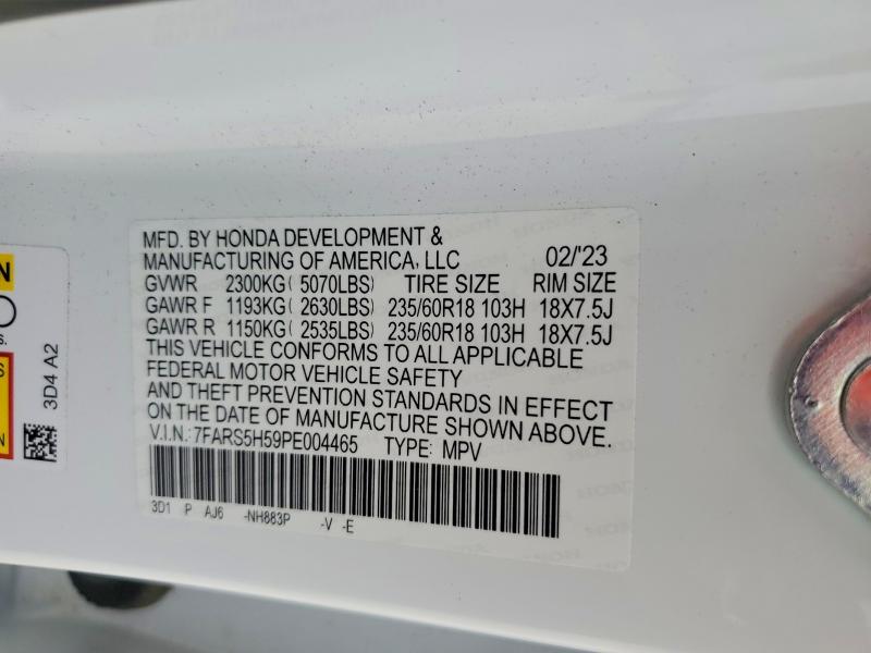 2023 Honda Cr-v მანქანა იყიდება აუქციონზე, vin: 7FARS5H59PE004465, აუქციონის ნომერი: 51526626