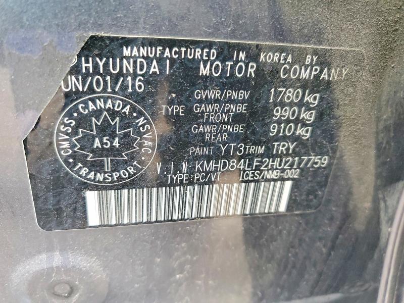2017 Hyundai Elantra Gls 4dr მანქანა იყიდება აუქციონზე, vin: KMHD84LF2HU217759, აუქციონის ნომერი: 47376696