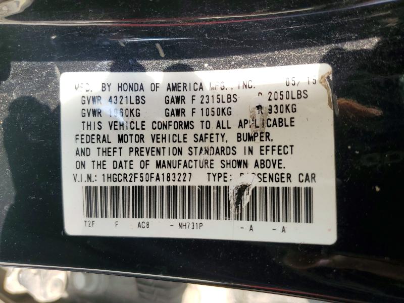 51359186 :رقم المزاد ، 1HGCR2F50FA183227 vin ، 2015 Honda Accord مزاد بيع