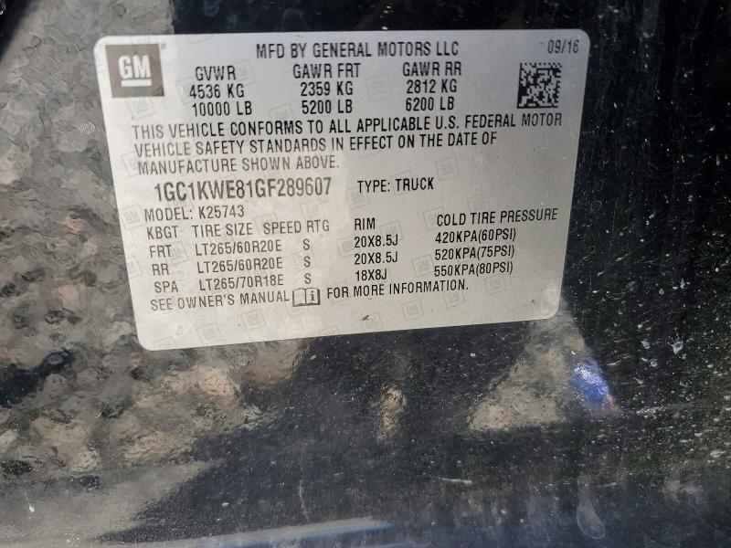 Продажа на аукционе авто 2016 Chevrolet Silverado, vin: 1GC1KWE81GF289607, номер лота: 50452376