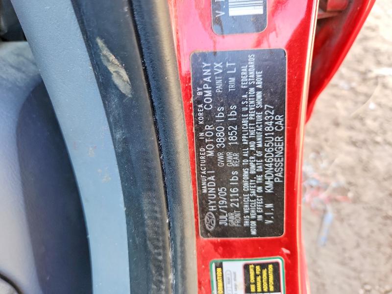 2005 Hyundai Elantra მანქანა იყიდება აუქციონზე, vin: KMHDN46D65U184327, აუქციონის ნომერი: 49160556