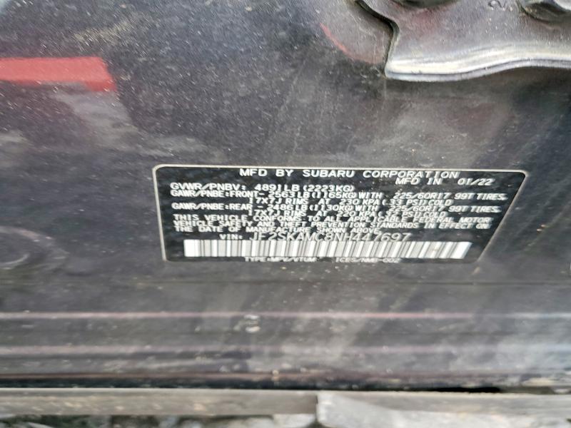 Продаж на аукціоні авто 2022 Subaru Forester, vin: JF2SKAMC8NH447697, номер лоту: 50806246