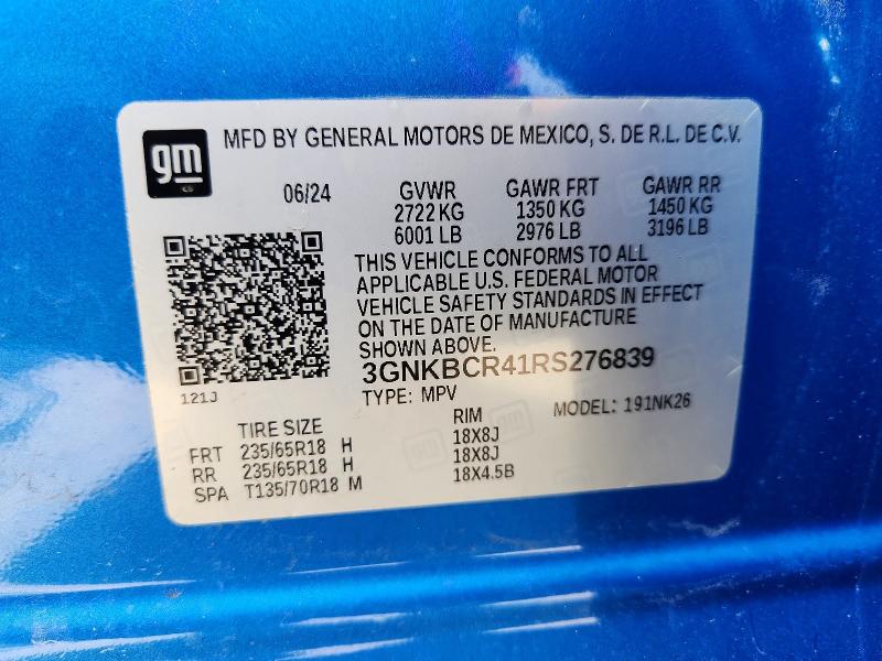 49580716 :رقم المزاد ، 3GNKBCR41RS276839 vin ، 2024 Chevrolet Blazer مزاد بيع