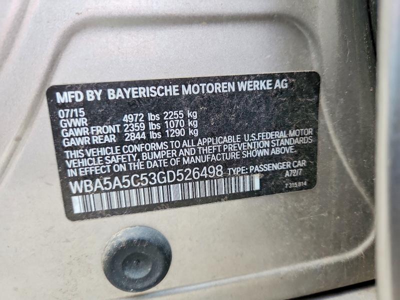 Aukcja sprzedaży 2016 Bmw 528, vin: WBA5A5C53GD526498, numer aukcji: 51070476