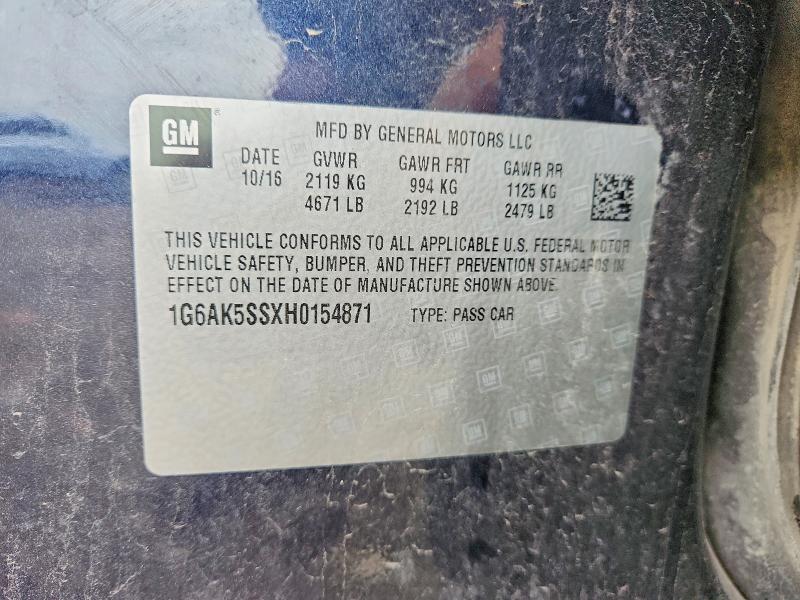 Aukcja sprzedaży 2017 Cadillac Ats, vin: 1G6AK5SSXH0154871, numer aukcji: 51487696