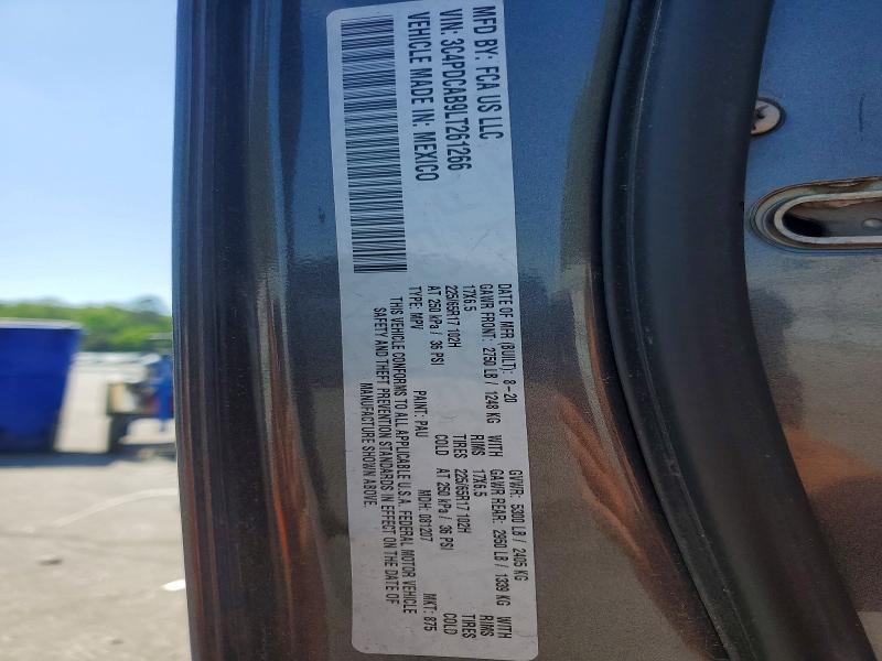 2020 Dodge Journey მანქანა იყიდება აუქციონზე, vin: 3C4PDCAB9LT261266, აუქციონის ნომერი: 50893026