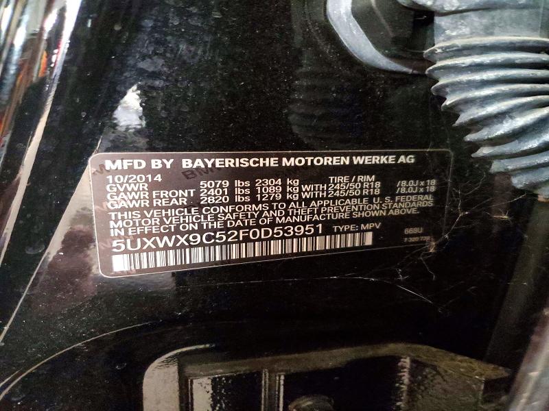 50964976 :رقم المزاد ، 5UXWX9C52F0D53951 vin ، 2015 Bmw X3 مزاد بيع
