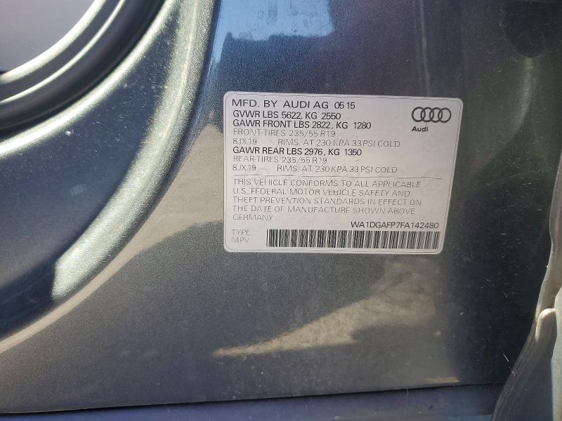 Продаж на аукціоні авто 2015 Audi Q5, vin: WA1DGAFP7FA142480, номер лоту: 49499316