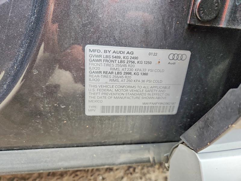 Продаж на аукціоні авто 2022 Audi Q5, vin: WA1FAAFY9N2062187, номер лоту: 51700166