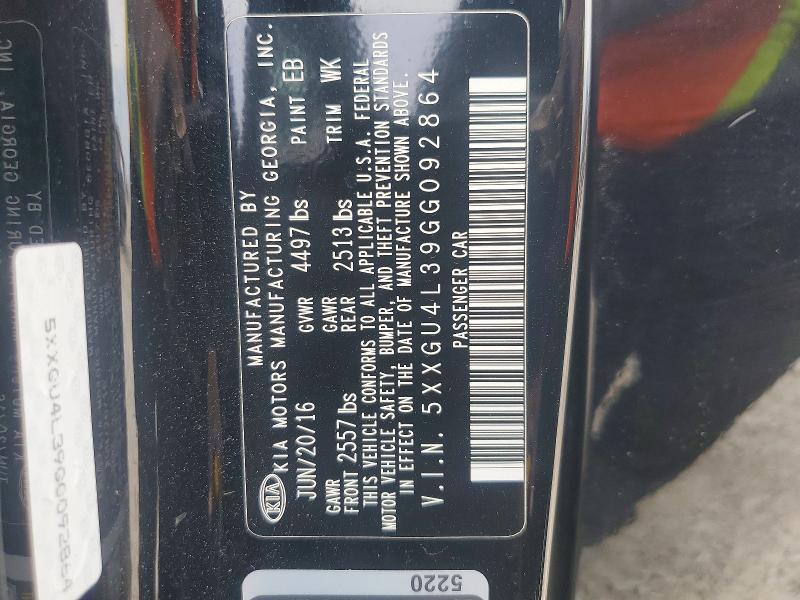 Продаж на аукціоні авто 2016 Kia Optima, vin: 5XXGU4L39GG092864, номер лоту: 51417586