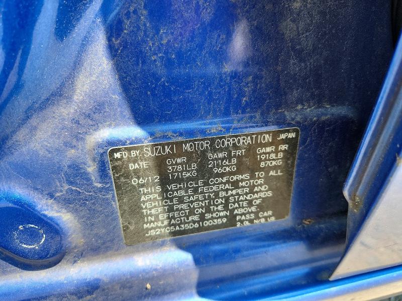 2013 Suzuki Sx4 მანქანა იყიდება აუქციონზე, vin: JS2YC5A35D6100359, აუქციონის ნომერი: 51203506