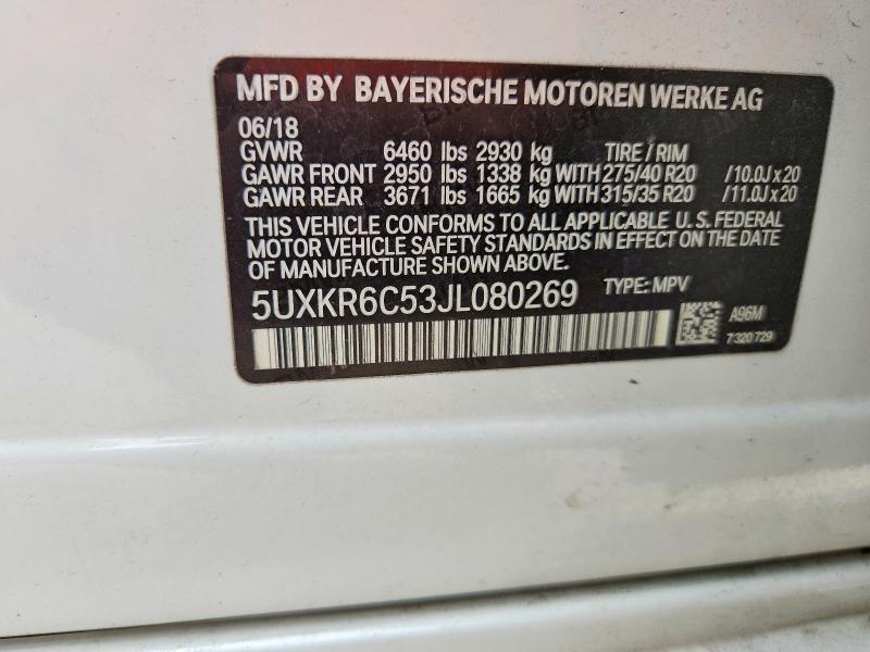 Aukcja sprzedaży 2018 Bmw X5, vin: 5UXKR6C53JL080269, numer aukcji: 50159496
