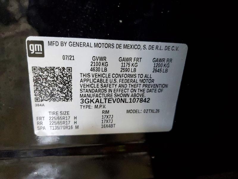 50086866 :رقم المزاد ، 3GKALTEV0NL107842 vin ، 2022 Gmc Terrain مزاد بيع