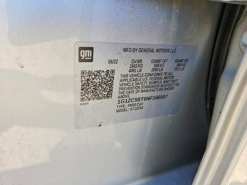 48704436 :رقم المزاد ، 1G1ZC5ST6NF166507 vin ، 2022 Chevrolet Malibu مزاد بيع