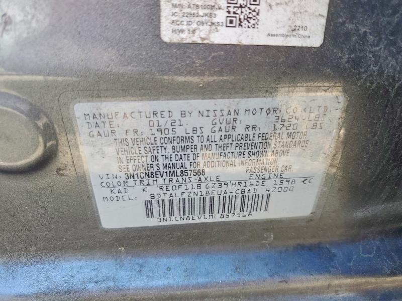 Продаж на аукціоні авто 2021 Nissan Versa, vin: 3N1CN8EV1ML857568, номер лоту: 50855876
