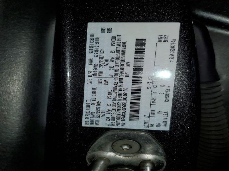 2020 Ford Escape მანქანა იყიდება აუქციონზე, vin: 1FMCU0F65LUC36150, აუქციონის ნომერი: 51341786