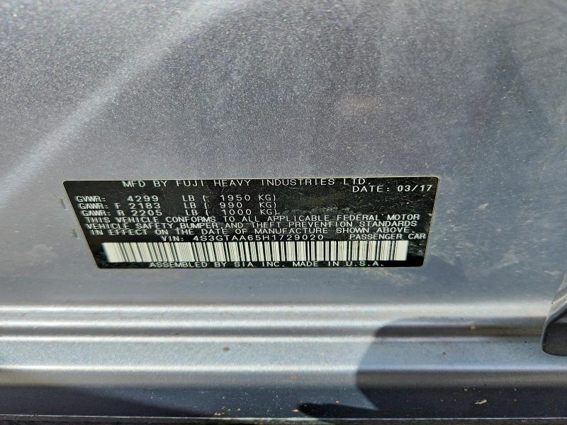 2017 Subaru Impreza W/continuous მანქანა იყიდება აუქციონზე, vin: 4S3GTAA65H1729020, აუქციონის ნომერი: 51491186