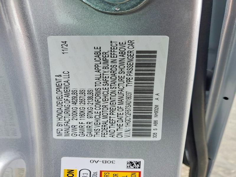51687386 :رقم المزاد ، 1HGCY2F67SA018037 vin ، 2025 Honda Accord مزاد بيع