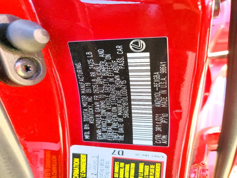 48972636 :رقم المزاد ، 58AD21B13LU004715 vin ، 2020 Lexus Es 300h مزاد بيع