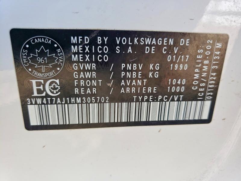 Продаж на аукціоні авто 2017 Volkswagen Jetta, vin: 3VW4T7AJ1HM305702, номер лоту: 49478316