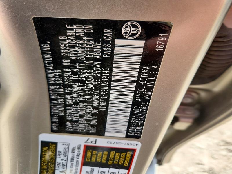 Aukcja sprzedaży 2017 Toyota Camry, vin: 4T1BF1FK8HU319443, numer aukcji: 49419696