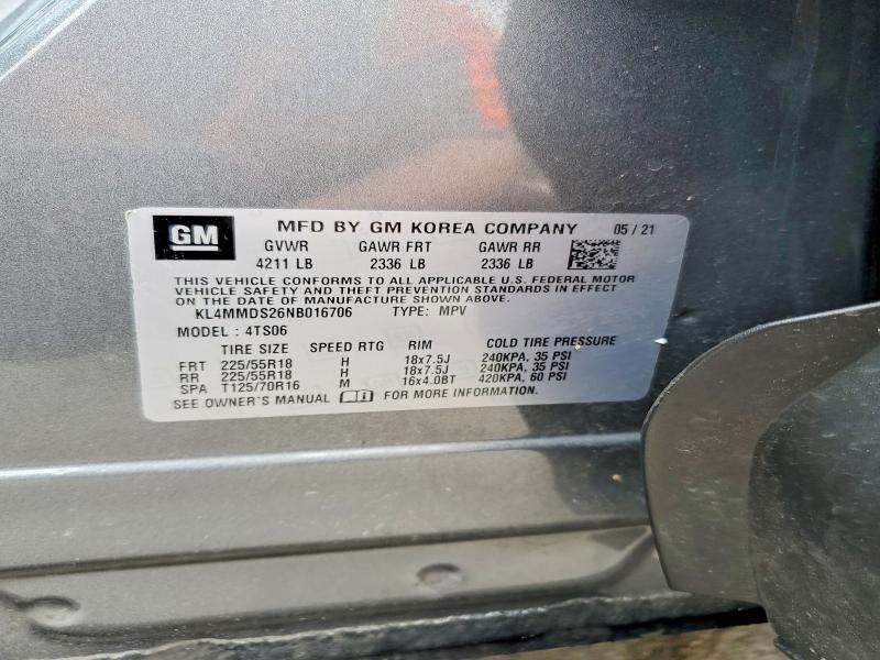 52009606 :رقم المزاد ، KL4MMDS26NB016706 vin ، 2022 Buick Encore Gx مزاد بيع