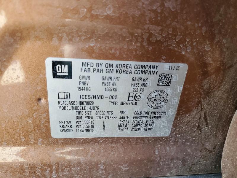 Aukcja sprzedaży 2017 Buick Encore, vin: KL4CJASB3HB078829, numer aukcji: 51771796