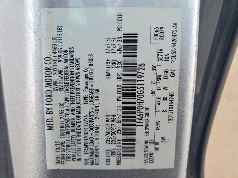 Aukcja sprzedaży 2016 Ford Fusion, vin: 1FA6P0H70G5119726, numer aukcji: 48535226