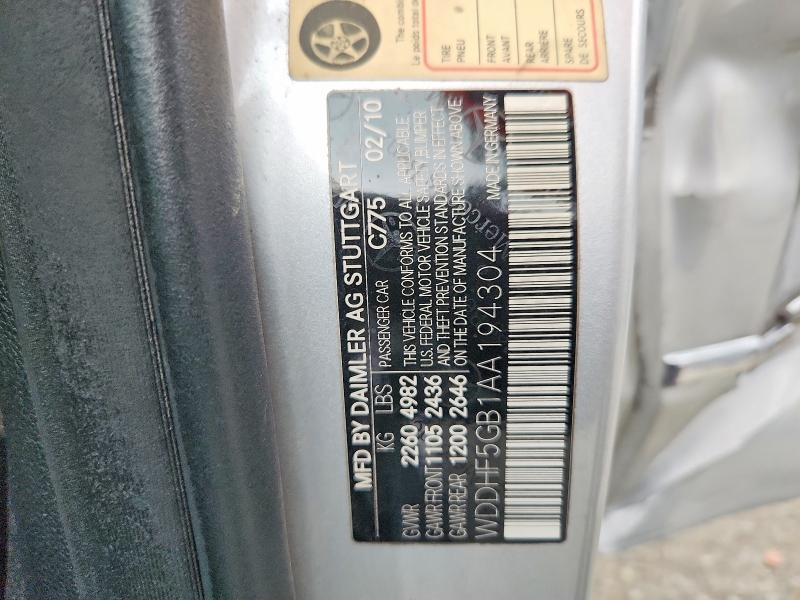 2010 Mercedes-benz E მანქანა იყიდება აუქციონზე, vin: WDDHF5GB1AA194304, აუქციონის ნომერი: 48466466