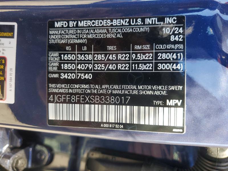 Aukcja sprzedaży 2025 Mercedes-benz Gls, vin: 4JGFF8FEXSB338017, numer aukcji: 50849746