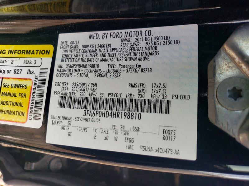 Aukcja sprzedaży 2017 Ford Fusion, vin: 3FA6P0HD4HR198810, numer aukcji: 51829596