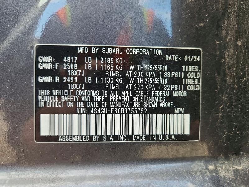 Aukcja sprzedaży 2024 Subaru Crosstrek, vin: 4S4GUHF60R3755752, numer aukcji: 51680656