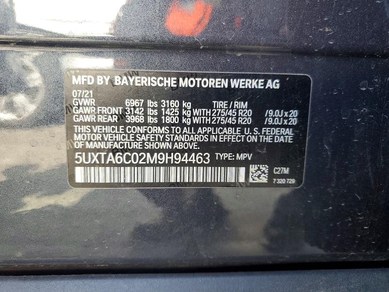 Aukcja sprzedaży 2021 Bmw X5, vin: 5UXTA6C02M9H94463, numer aukcji: 51471526