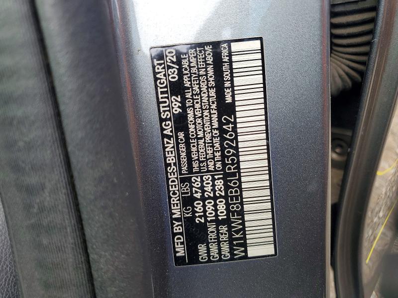 Aukcja sprzedaży 2020 Mercedes-benz C, vin: W1KWF8EB6LR592642, numer aukcji: 50256256
