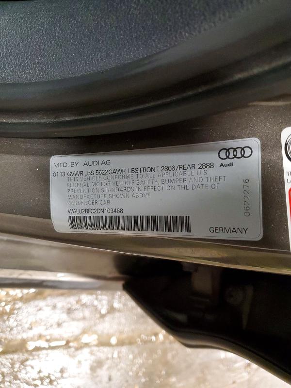 49286846 :رقم المزاد ، WAUJ2BFC2DN103468 vin ، 2013 Audi S6 مزاد بيع