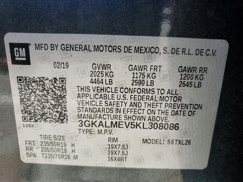 Aukcja sprzedaży 2019 Gmc Terrain, vin: 3GKALMEV5KL308086, numer aukcji: 48857576