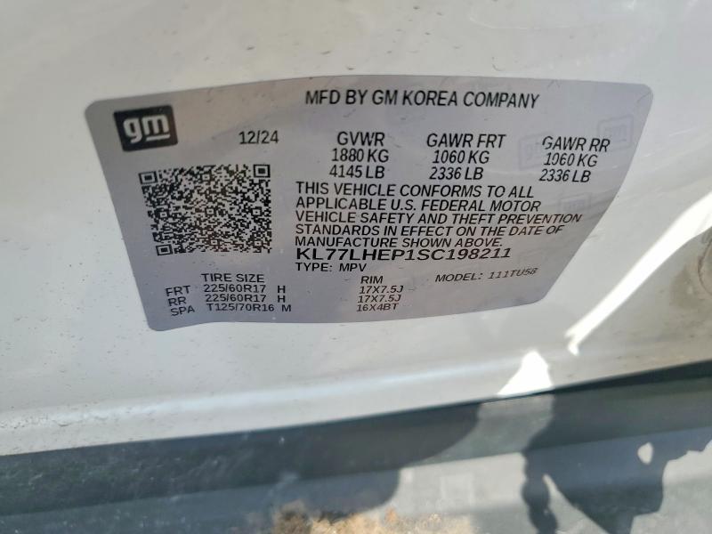 50807006 :رقم المزاد ، KL77LHEP1SC198211 vin ، 2025 Chevrolet Trax مزاد بيع