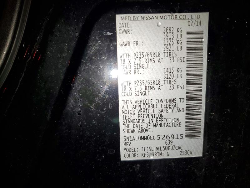 Aukcja sprzedaży 2014 Infiniti Qx60, vin: 5N1AL0MM0EC526915, numer aukcji: 49998536