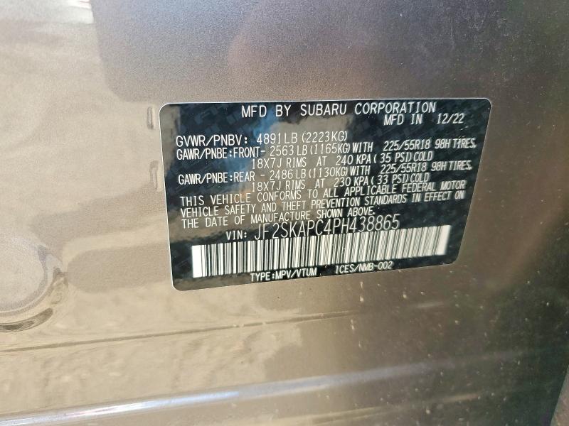 50760716 :رقم المزاد ، JF2SKAPC4PH438865 vin ، 2023 Subaru Forester مزاد بيع
