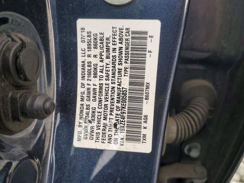 2019 Honda Insight მანქანა იყიდება აუქციონზე, vin: 19XZE4F97KE005857, აუქციონის ნომერი: 50654666
