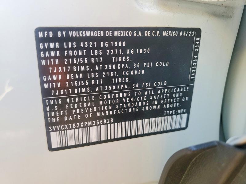 Aukcja sprzedaży 2023 Volkswagen Taos, vin: 3VVCX7B2XPM366928, numer aukcji: 49123356