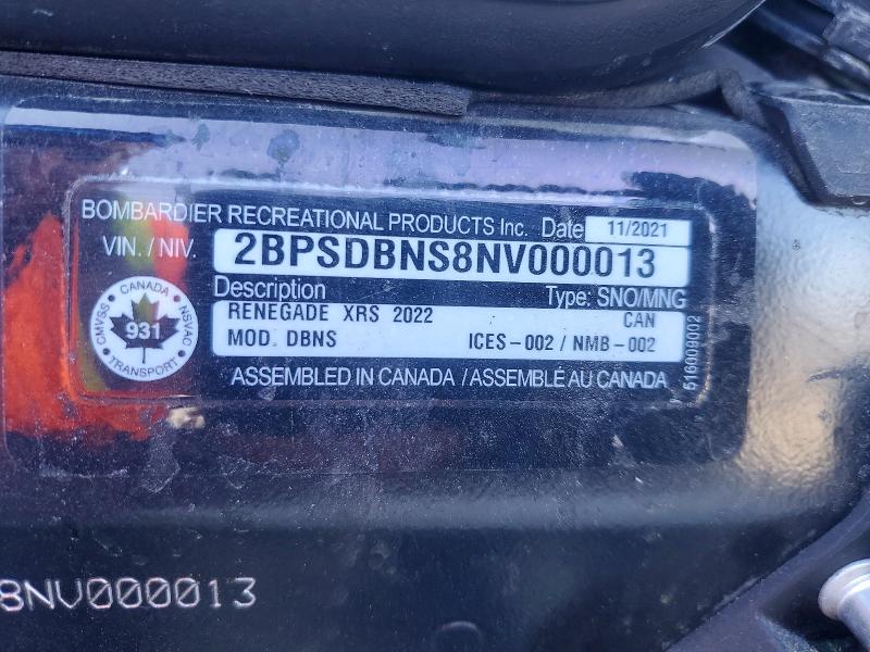 Aukcja sprzedaży 2022 Ski Renegade, vin: 2BPSDBNS8NV000013, numer aukcji: 51291196