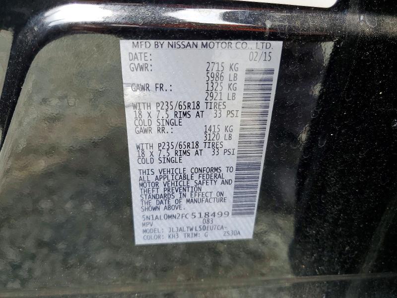 Aukcja sprzedaży 2015 Infiniti Qx60, vin: 5N1AL0MN2FC518499, numer aukcji: 51276396