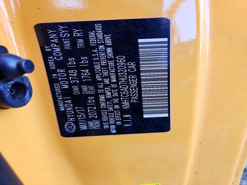 Продажа на аукционе авто 2017 Hyundai Veloster, vin: KMHTC6AD7HU320960, номер лота: 50788796