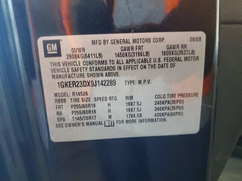 49149006 :رقم المزاد ، 1GKER23DX9J142289 vin ، 2009 Gmc Acadia مزاد بيع