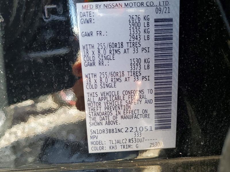 Продаж на аукціоні авто 2022 Nissan Pathfinder, vin: 5N1DR3BB1NC221051, номер лоту: 48259946