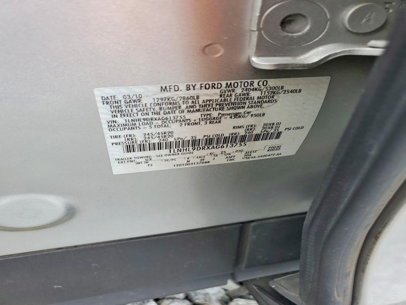 50487736 :رقم المزاد ، 1LNHL9DRXAG613755 vin ، 2010 Lincoln Mks مزاد بيع