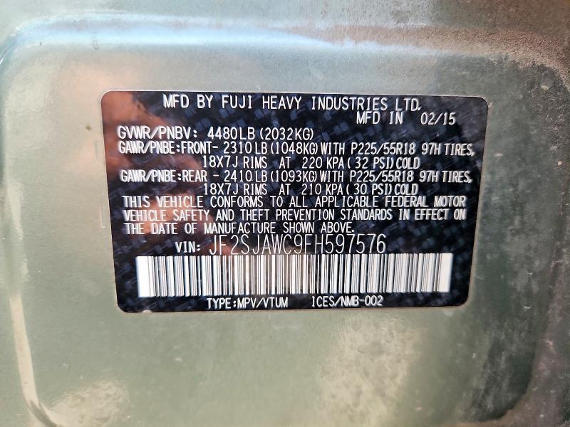 Продажа на аукционе авто 2015 Subaru Forester, vin: JF2SJAWC9FH597576, номер лота: 48053476
