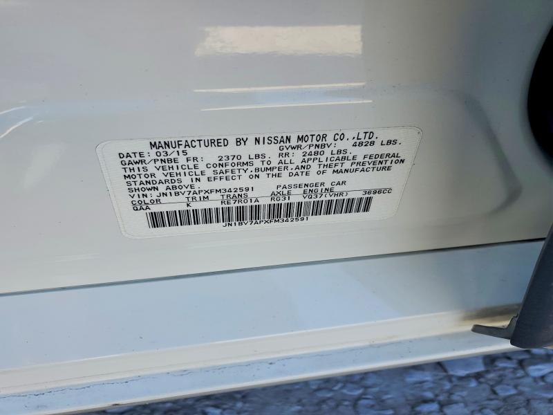 Aukcja sprzedaży 2015 Infiniti Q50, vin: JN1BV7APXFM342591, numer aukcji: 48780296