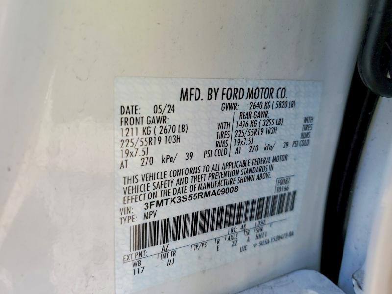 2024 Ford Mustang Mach-e მანქანა იყიდება აუქციონზე, vin: 3FMTK3S55RMA09008, აუქციონის ნომერი: 50116596